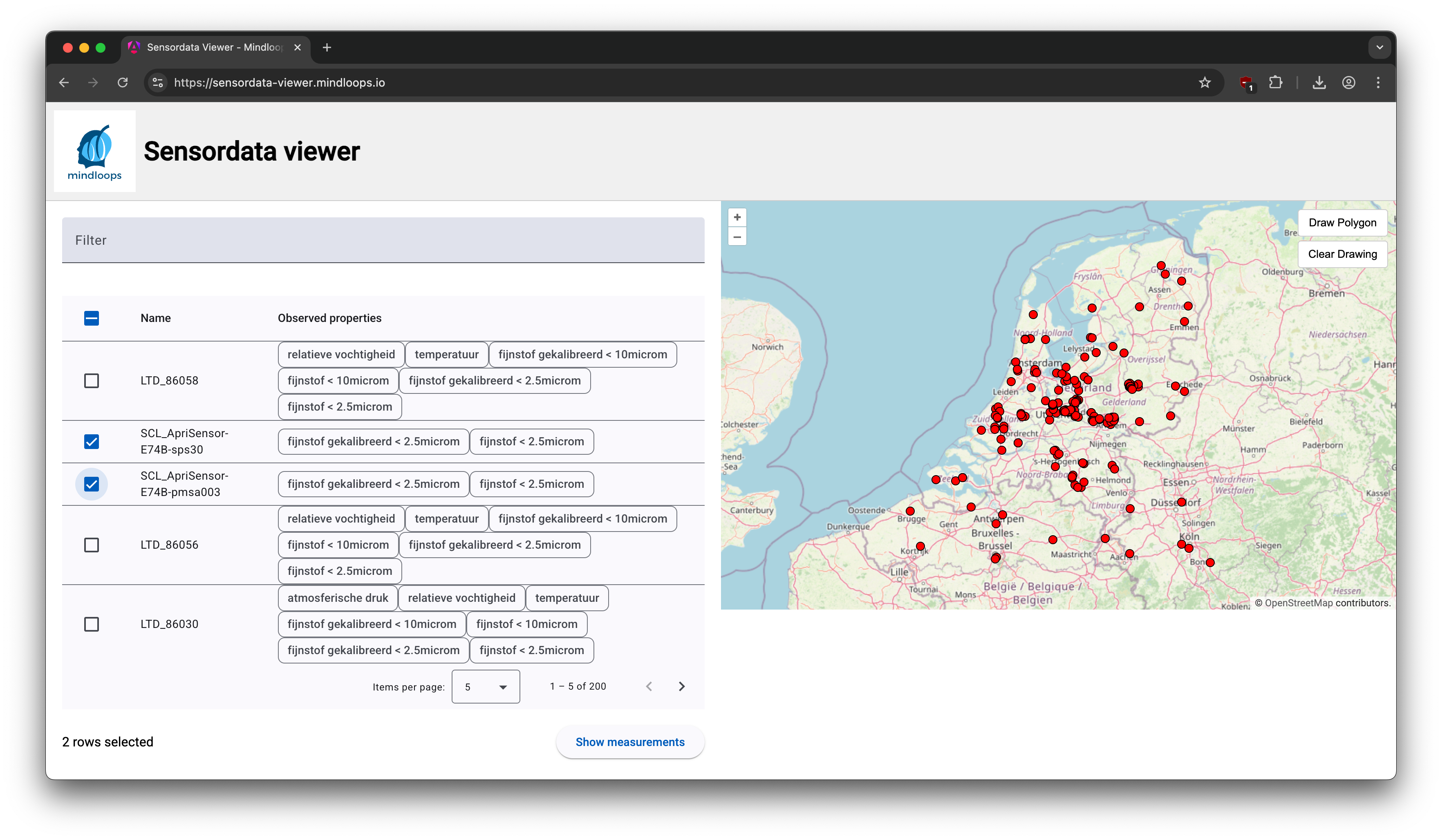 webviewer Selecting a specific sensor