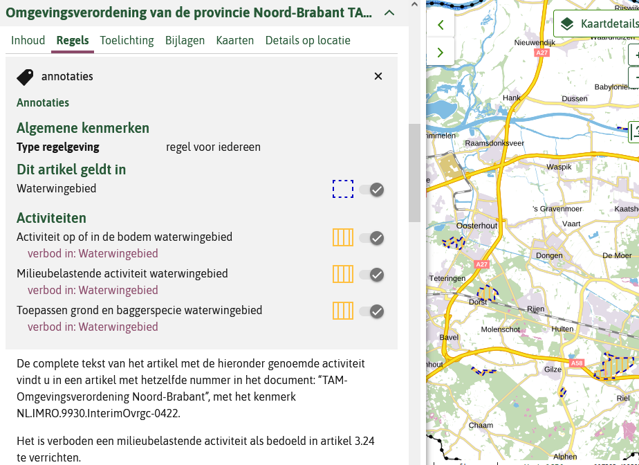 Specifieke activiteitregelkwalificatie, bijvoorbeeld een verbod bij het verbodsartikel
